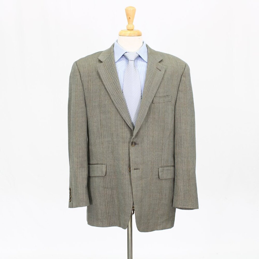 IZOD 44R Beige Check 2-Button Sport Coat Blazer Jacket G140